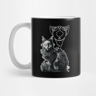 Magic Black Cat - White Outlined Version Mug